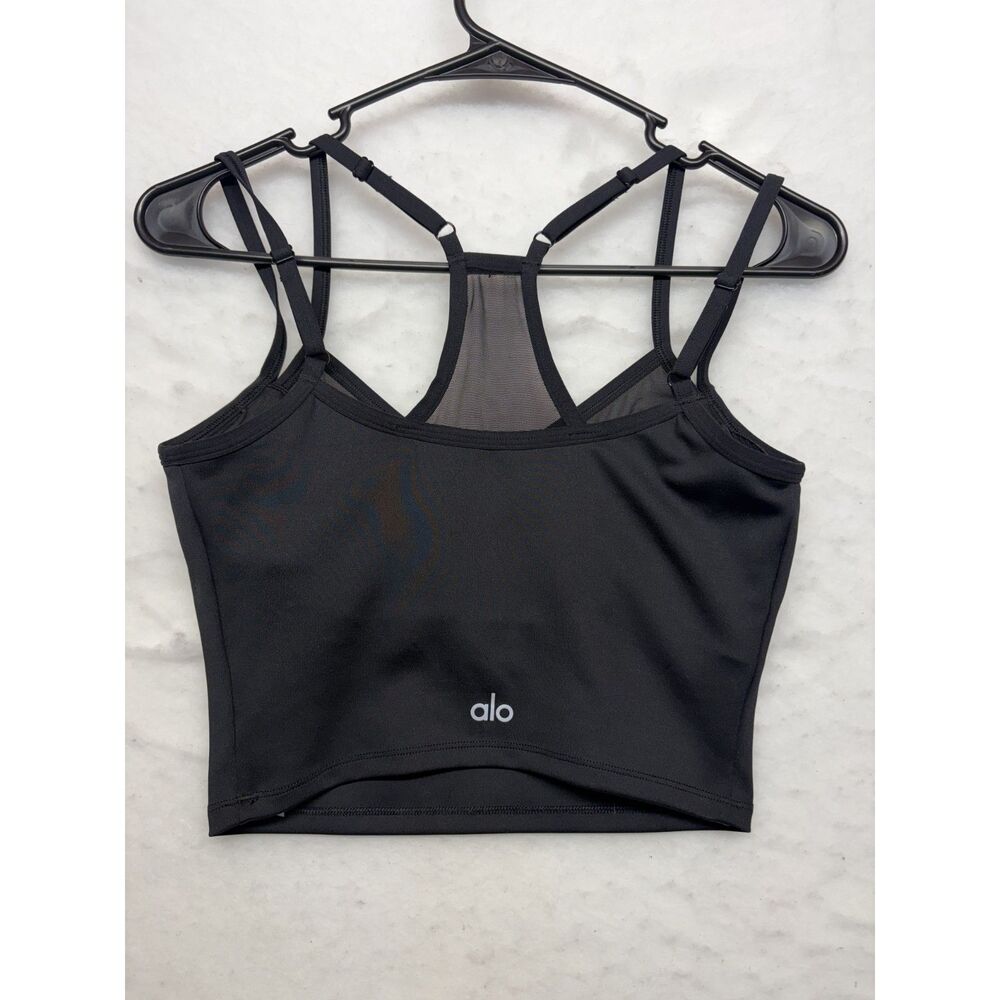alo yoga Airlift Double Check Tank Top size small black sports bra